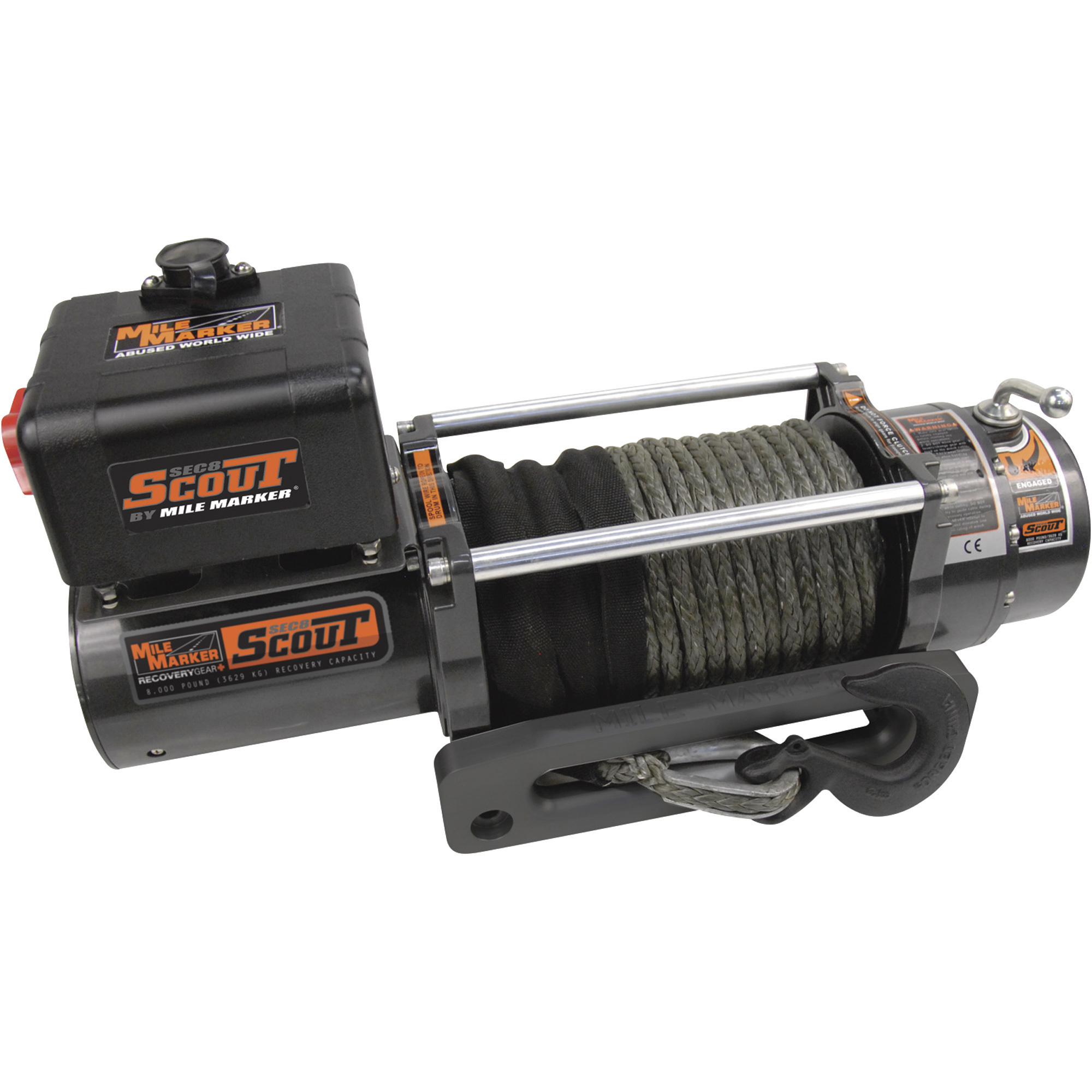 Mile Marker SEC8 Scout 12 Volt DC Powered Electric Truck Winch, 8000-Lb. Capacity, Synthetic Rope, Model# 77-53141